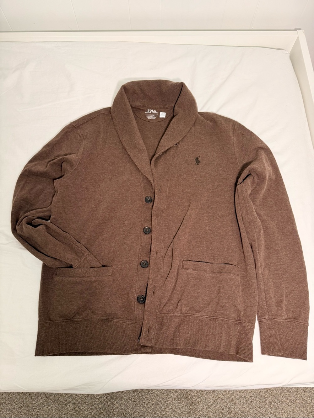 Polo by Ralph Lauren Brown Shawl-Collar Cardigan Sweater